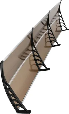 Obrázok produktu pre Strieška na dvere/okná - Nástenná - 90 × 300 cm - Hliníkový rám - Polykarbonát/akrylová fólia - Hnedá