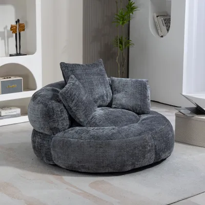 Obrázek produktu pro okwish Rozkládací postel s 3 polštáři, Rohová postel Lazy Sofa pro vnitřní a venkovní použití, Relaxační křeslo pro ložnici, kancelář, Čalouněná postel, Šedá