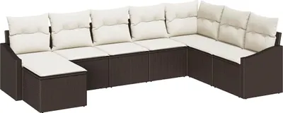 Immagine prodotto di vidaXL Set di divani con cuscini 8 pezzi in polirattan marrone