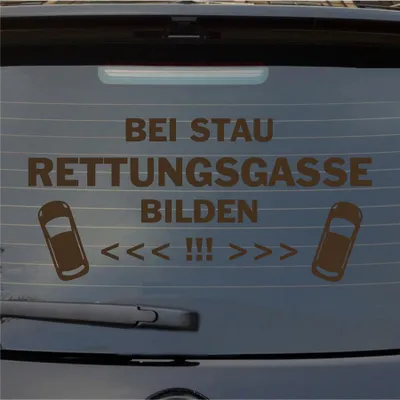 Produktbild von Heckscheibenaufkleber Bei Stau Rettungsgasse bilden 55x26 cm Braun Auto Aufkleber Sticker
