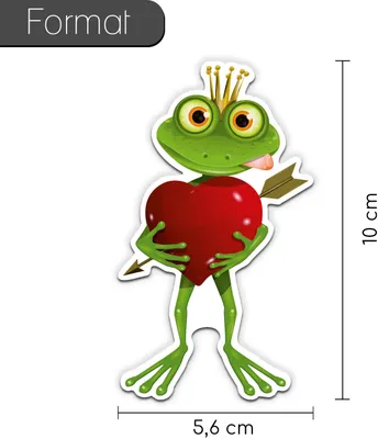 Produktbild von Frosch Aufkleber mit Herz, Pfeil und Krönchen in Grün - in 10 x 5,6 cm - Selbstklebender Sticker - für Auto, Laptop, Fahrrad, Kühlschrank, Waschmaschine - kfz737