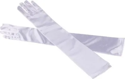 Satin-Handschuhe weiß 40cm Handschuhe für Erwachsene