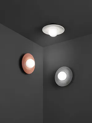 Produktbild von Wandleuchte aus weißem Metall und Beton - Wandleuchte mit mundgeblasenem Glasdiffusor - Kollektion 10S48416 B - Durchmesser 28,5 cm - Perenz