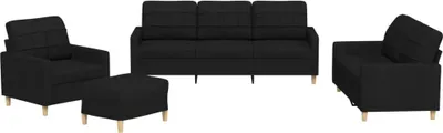 Produktbild von 4-tlg. Sofagarnitur mit Kissen Schwarz Stoff