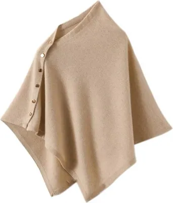 Produktbild von Winterschal, einfarbig, mit Knopfverschluss, Herbst-Winter-Schal-Tops, einfarbig, weich, kuschelig, dick, Damenschal, Cape