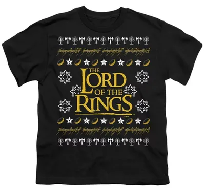 Image de T-shirt pour enfant, "Le Seigneur des Anneaux", motif de Noël, référence TV37324 (tailles 152-158), couleur noire