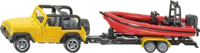 Productafbeelding van Siku Jeep met boot, speelgoedauto, geel; 1658
