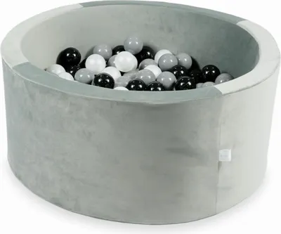 Immagine prodotto di Piscina di palline 300 pezzi 90x40 Velluto grigio: nero, grigio, madreperla