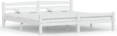 Zdjęcie produktu dla Rama łóżka, biała, lite drewno sosnowe, 200 x 200 cm