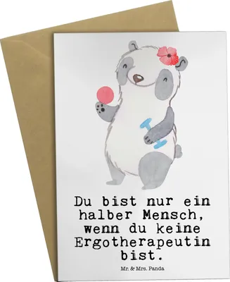 Produktbild von Mr. & Mrs. Panda Grußkarte Ergotherapeutin Herz - Weiß - Geschenk, Spruch, Klappkarte, Lustig, weihnachtskarten, Ausbildung, valentinstagskarte, Witzig, glückwunschkarten
