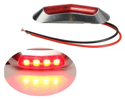 Image de Feu de position et de signalisation à LED rouges, 4 LED, cadre chromé - 12 V