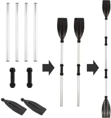Produktbild von Allecto - Doppelpaddel - Kajakpaddel aus Aluminium - Verstellbare Länge - Abnehmbares Paddel - Faltbares Stechpaddel für Kanus - Geeignet für aufblasbare...