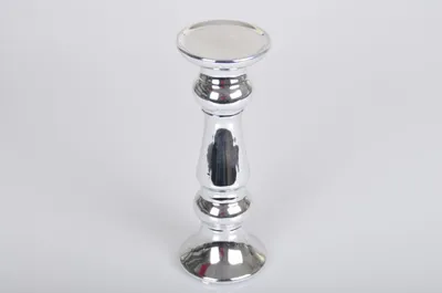 Produktbild von Keramik-Kerzenständer silber Kerzenhalter Tischleuchter Stumpenkerze Dekoration, Größe:26 cm