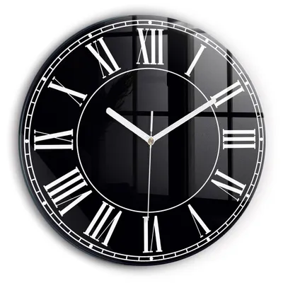 Produktbild von Wallfluent Wanduhr – Stilles Quarzuhrwerk - Uhr Dekoration Wohnzimmer Schlafzimmer Küche - schwarze Zeiger - 30 cm - Schwarze römische Ziffern