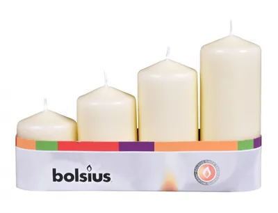 Produktbild von Bolsius Stumpenkerzen 4er Tray abgestuft Ø 4,8 cm weiche perle