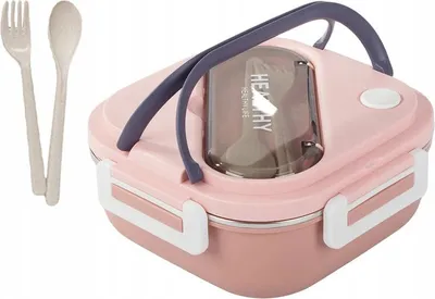 Obrázek produktu pro Verk 07332 Svačinový box s přihrádkami a příborem 1000 ml, růžový
