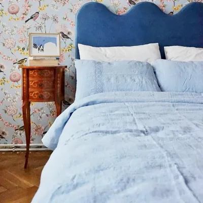 Leinen-Bettwäsche-Set, stonewashed, 220 g/m², pastellblau, 155x220 cm