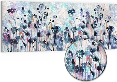 Produktbild von DEQORI Hybrid Leinwand Bild 150x60 cm 'Träumende Blüten' Wandbild Glas flach modern