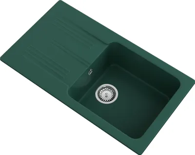 Produktbild von Granitan | Granitspüle - Spülbecken - 77,5x43,5 cm - Grün - mit Siphon - mit Abtropfgestell - ADA