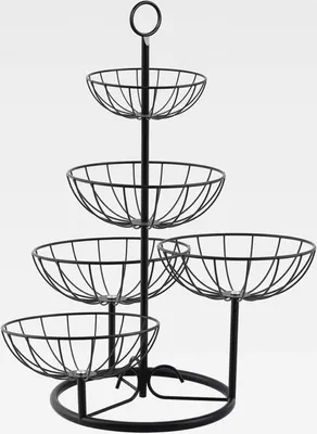 Produktbild von 5 Stöckige Obst Etagere Schwarz, 24,2 x 55,5cm Obstkorb aus Metall, Dekorative Obstschale für Küche und Wohnzimmer