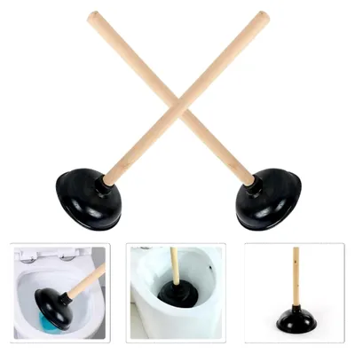 Produktbild von 2er Set Toilettenstößel mit Holzgriff für Bad und Küche