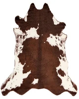 Produktbild von BELIANI Kunstfell Teppich Braun und Weiß 150 x 200 cm Webpelz Kuh Fellform Pelzimitat Bettvorleger Läufer Überwurf für Sitzmöbel Sofa Sessel Stühle