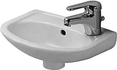 Produktbild von Handwaschbecken DURAPLUS COMPACT m ÜL HLB 365x265mm HL-Vorstich weiß