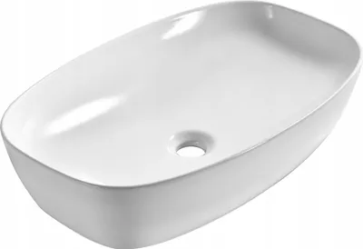 Zdjęcie produktu dla Umywalka nablatowa 60x38x14 biała owalna zaokrąglona ceramiczna Omeble