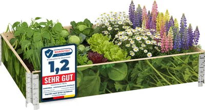 Produktbild von Garronda Holzaufsatzrahmen mit Print – Hochbeete für Pflanzen Blumen Obst Gemüse Holz mit dekorativem Druck Blatt-1