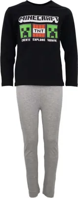 Produktbild von Minecraft Creeper Kinder lang Pyjama – Schwarz / 128