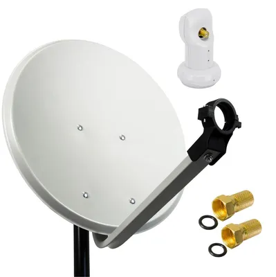 Produktbild von PremiumX SAT Anlage 45cm Antenne Hellgrau Single LNB weiß 2x F-Stecker