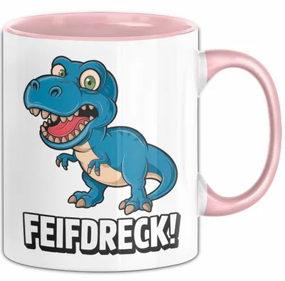 Produktbild von Dinosaurier Tasse Geschenk Lustige Geschenkidee Spruch Feifdreck (Rosa)