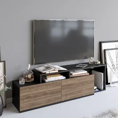 Immagine prodotto di Skye Decor, Nexera - Nero, Noce, Mobile TV, Nero, 100% PANNELLI DI AGGREGATO MELAMMINICO, 149,8 x 35,3 x 42,9 cm