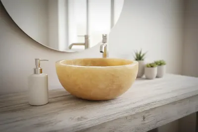 Productafbeelding van Teakea Onyx Mini opbouw fonteinkom natuursteen rond Ø25 x 12 cm