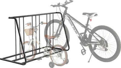 Produktbild von VEVOR 6-Fahrradständer, Freistehender Fahrradhalter Ständer, kompatibel mit 76,2-mm-Reifen, doppelseitiger Bodenfahrradständer Kohlenstoffstahl, für Gehwege, Garagen und den Innenbereich