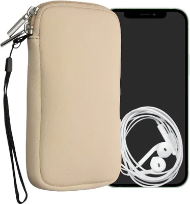 Produktbild von kwmobile Handytasche für Smartphones L - 6,5" - Neopren Handy Hülle Creme - Handy Tasche 16,5 x 8,9 cm Innenmaße