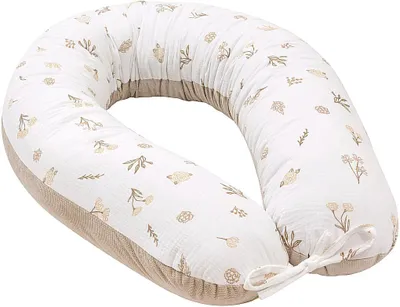 Produktbild von Golden Meadow Musselin & Ecru Velvet V-förmige Kissen