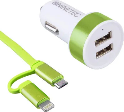 Zdjęcie produktu dla Ładowarka samochodowa NINETEC Adapter ładowania USB 3.1A Zapalniczka samochodowa do telefonu komórkowego Zielona