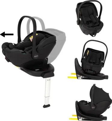 Produktbild von Novi Joy Pro 360 i-Size Babyschale (R129) – 360° drehbar – Isofix-Basis mit Stützfuß – ab Geburt bis 87 cm - Schwarz
