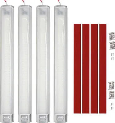 Produktbild von 12V LED-Strips mit Schalter - für Wohnmobile, Fahrzeuge innen, Busse, Motorräder, Boote, Küchen, Bars, LKW, Traktoren - 6000K Weiß (4 Stück)