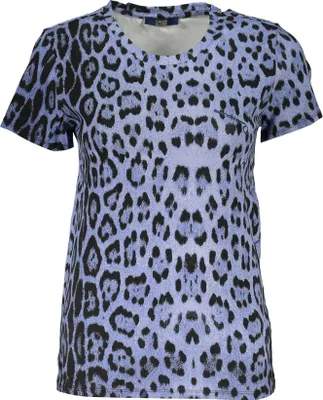 Produktbild von Damen Kurzarm-T-Shirt Blau mit Muster und Rundhals - Elegantes Design