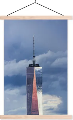 Produktbild von MuchoWow® Textilposter Das Dach des One World Trade Center in New York 60x90 cm mit holzfarbenen Rahmen - Textil