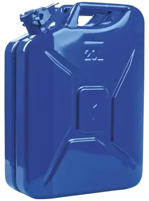 Obrázek produktu pro Kanystr na pohonné hmoty o objemu 20 litrů signální modrá RAL 5005 ocelový plech L345xŠ165xV470mm VALPRO