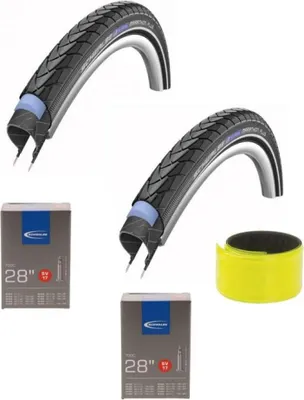 Produktbild von Schwalbe 2x Drahtreifen MARATHON PLUS 28x1.50 + 2x Schlauch SV17 28x1.10-1.75...