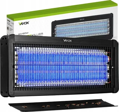 Produktbild von Vayox Insektenlampe UV Insektenfalle Elektrisch Insektenvernichter IKV-60W | UV-Licht | Elektrische Mückenlampe | 4500V | Schwarz