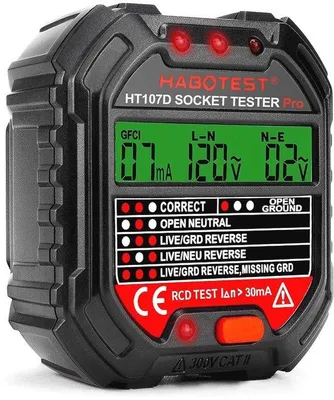 Productafbeelding van Stopcontacttester met RCD-test en LCD-voltage-display - Lekspannings- en stroomindicator voor foutdiagnose 48-250V