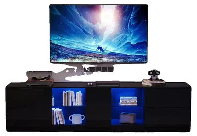 Image de Meuble TV, design moderne, éclairage LED, noir