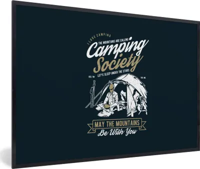 Produktbild von MuchoWow® MuchoWow® Gerahmtes Poster Zelt - Camping - Vintage 30x20 cm - Poster mit zchwarzem Bilderrahmen - Kunstdruck - Bild-Poster