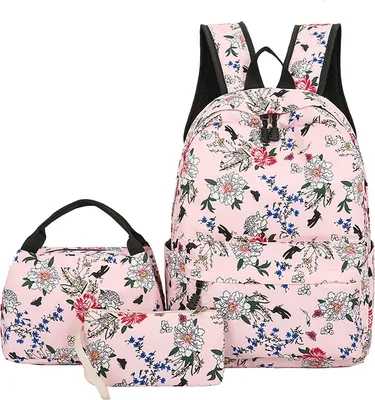 Produktbild von Rucksack für Damen, lässiges, leichtes Canvas-Rucksack-Set, modische, süße Schultertasche zum Mitnehmen, Reise-Tagesrucksack