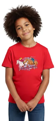 Produktbild von Spreadshirt Bibi Und Tina Pferde Überflieger Springreiten Kinder T-Shirt, 98/104 (3-4 Jahre), Rot